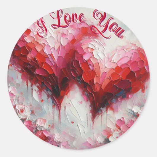 Ik hou van jullie twee Abstracte harten schilderen Ronde Sticker (Voorkant)