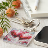 Ik hou van jullie twee Abstracte harten schilderen Sleutelhanger (Voorkant Rechts)