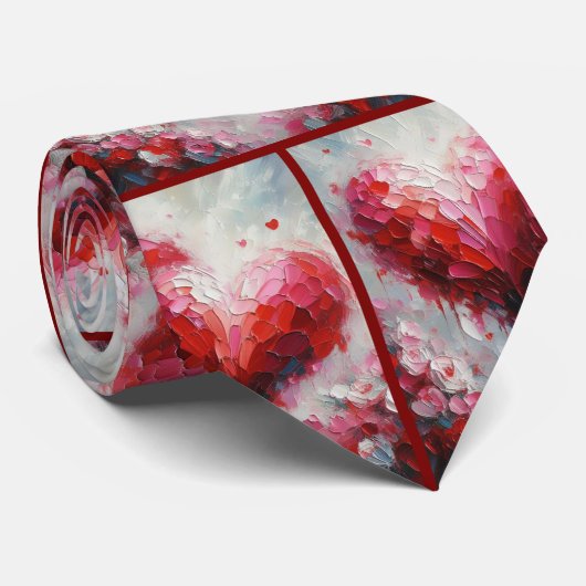 Ik hou van jullie twee Abstracte harten schilderen Stropdas (Opgerold)