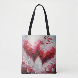 Ik hou van jullie twee Abstracte harten schilderen Tote Bag