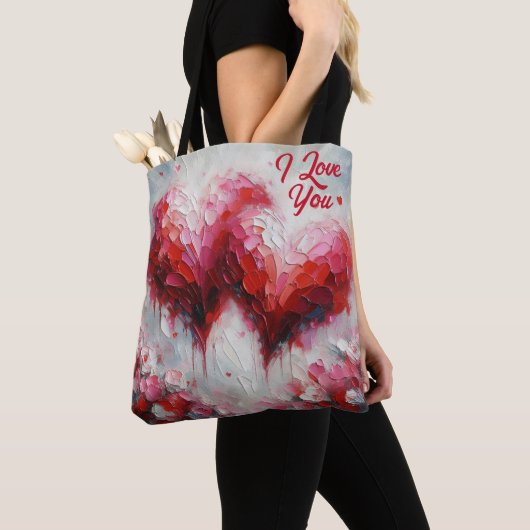 Ik hou van jullie twee Abstracte harten schilderen Tote Bag (Dichtbij)