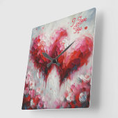 Ik hou van jullie twee Abstracte harten schilderen Vierkante Klok (Hoek)