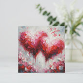 Ik hou van jullie twee abstracte harten schilderij feestdagenkaart (Staand voorkant)