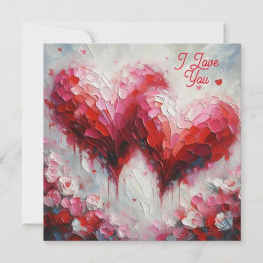 Ik hou van jullie twee abstracte harten schilderij feestdagenkaart (Voorkant)