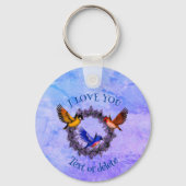 Ik hou van jullie vogels op een bloeiend, groot, p sleutelhanger (Voorkant)