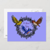 Ik hou van jullie vogels op het bloeiende Briefkaa Briefkaart (Voorkant / Achterkant)