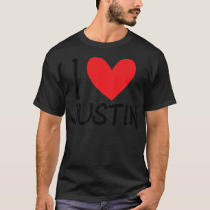 Ik hou van Justin Name Persoonlijke Mannen Guy BFF T-shirt