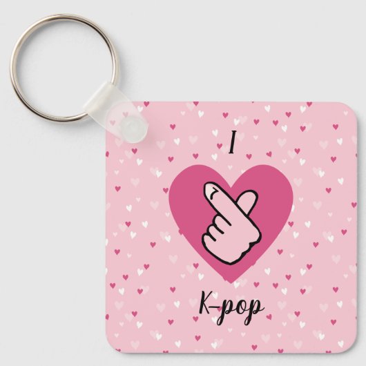 Ik hou van K-pop roze vinger roze roze zwart Sleutelhanger (Voorkant)
