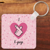 Ik hou van K-pop roze vinger roze roze zwart Sleutelhanger (Achterkant)