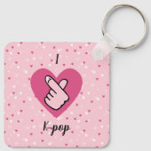 Ik hou van K-pop roze vinger roze roze zwart Sleutelhanger (Achterkant)