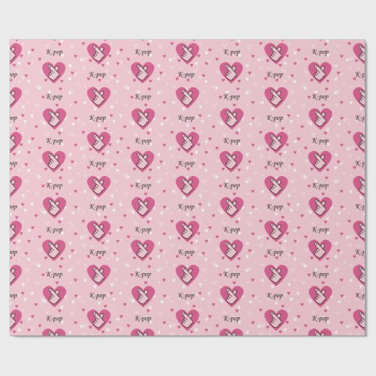 Ik hou van K-pop roze vingerkar Cadeaupapier (Vlak)