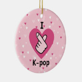 Ik hou van K-pop roze vingerkop zwartRoze Keramisch Ornament (Rechts)