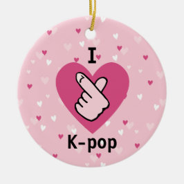 Ik hou van K-pop roze vingerkop zwartRoze Keramisch Ornament