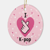 Ik hou van K-pop roze vingerkop zwartRoze Keramisch Ornament (Links)