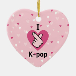 Ik hou van K-pop roze vingerkop zwartRoze Keramisch Ornament