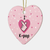 Ik hou van K-pop roze vingerkop zwartRoze Keramisch Ornament (Links)