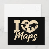 Ik hou van kaarten, geografie briefkaart (Voorkant / Achterkant)