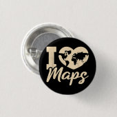 Ik hou van kaarten, geografie ronde button 3,2 cm (Voorkant /achterkant)