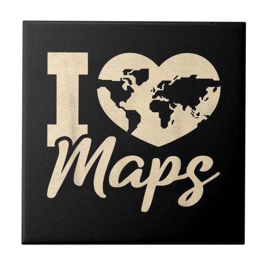 Ik hou van kaarten, geografie tegeltje (Voorkant)