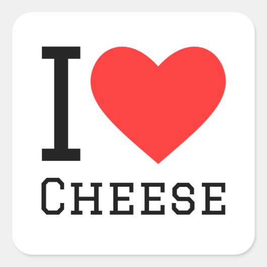 Ik hou van kaas vierkante sticker (Voorkant)