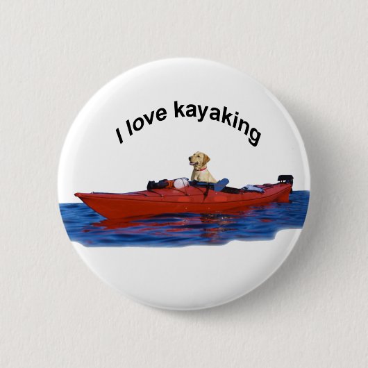 Ik hou van kajakken (gele lab) 2 ronde button 5,7 cm (Voorkant)