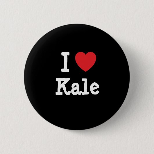 Ik hou van Kale hart T-Shirt Ronde Button 5,7 Cm (Voorkant)