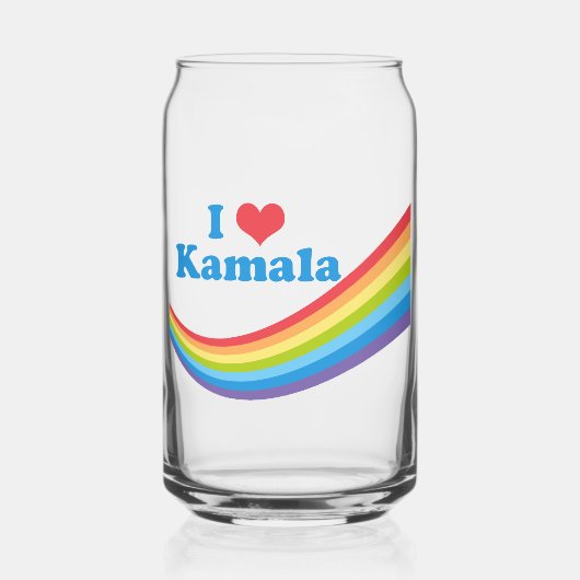 Ik hou van Kamala Schattigee verkiezing regenboog Blikvorm Glas (Voorkant)