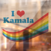 Ik hou van Kamala Schattigee verkiezing regenboog Raamsticker (Vel 2)