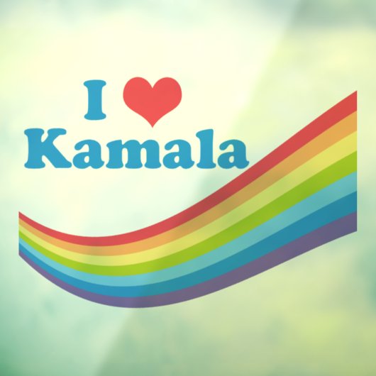 Ik hou van Kamala Schattigee verkiezing regenboog Raamsticker (Vel 3)
