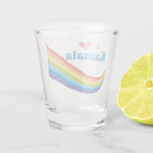 Ik hou van Kamala Schattigee verkiezing regenboog Shot Glas (Achterkant)