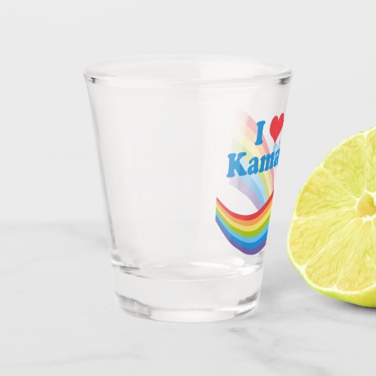 Ik hou van Kamala Schattigee verkiezing regenboog Shot Glas (Links)