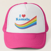Ik hou van Kamala Schattigee verkiezing regenboog Trucker Pet (Voorkant)