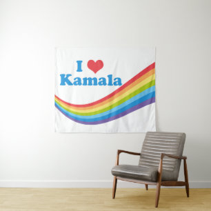 Ik hou van Kamala Schattigee verkiezing regenboog Wandkleed