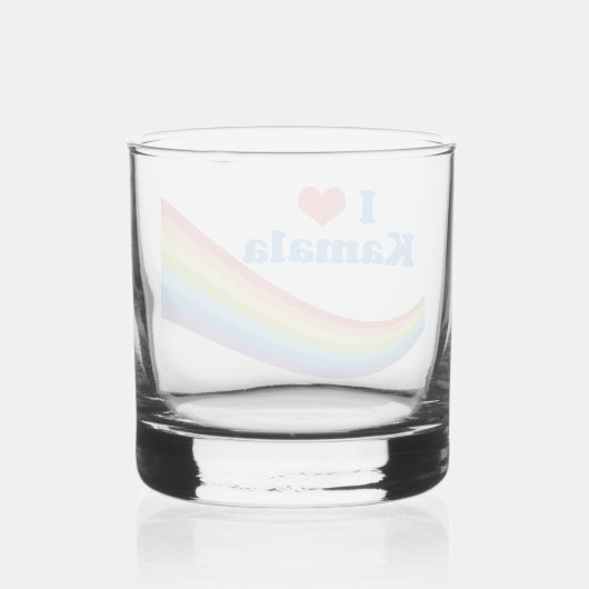 Ik hou van Kamala Schattigee verkiezing regenboog Whisky Glas (Achterkant)