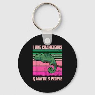 Ik hou van kameleons misschien 3 mensen Grappig Qu Sleutelhanger