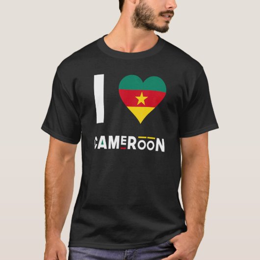 Ik hou van Kameroen Kameroen Vlag Hart Afrika Cam T-shirt (Voorkant)