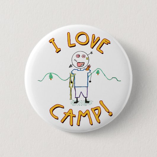 Ik hou van Kamp - Grappige Tekening van Kinder Zom Ronde Button 5,7 Cm (Voorkant)