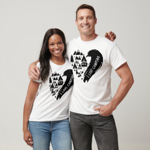 Ik Hou Van Kamperen Hart Bomen RV Van Kampeer vuur T-shirt