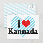 Ik hou van Kannada Briefkaart (Voorkant / Achterkant)