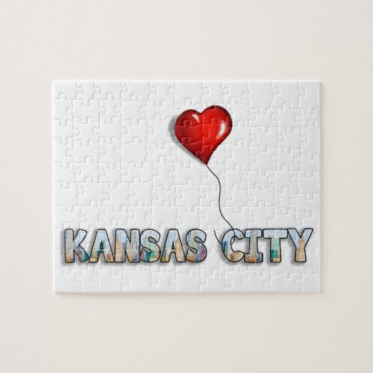 Ik hou van Kansas City met KC Skyline Inside Lette Legpuzzel (Horizontaal)
