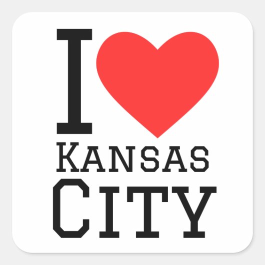 Ik hou van Kansas City Vierkante Sticker (Voorkant)