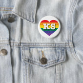 Ik hou van Kansas Gay Pride Rainbow Heart Ronde Button 5,7 Cm (In situ)