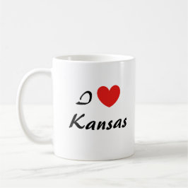 Ik hou van Kansas hart typografie koffie Mok