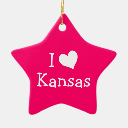 Ik hou van Kansas op Pink Keramisch Ornament (Voorkant)