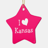 Ik hou van Kansas op Pink Keramisch Ornament (Links)
