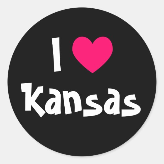 Ik hou van Kansas Ronde Sticker (Voorkant)