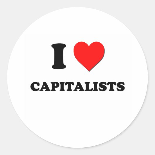 Ik hou van kapitalisten ronde sticker (Voorkant)