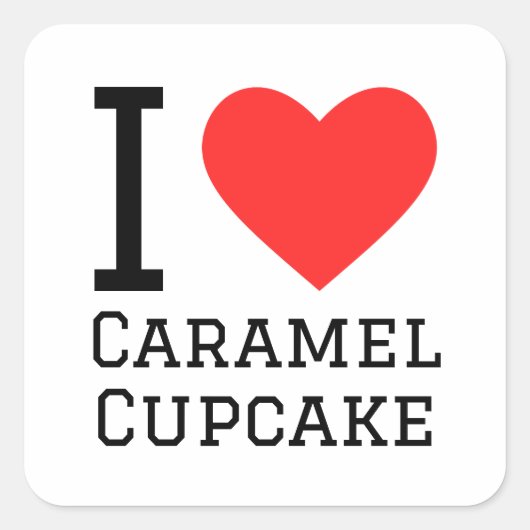 Ik hou van karamel cupcake vierkante sticker (Voorkant)