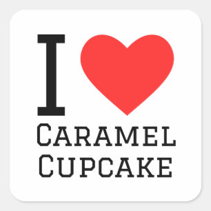 Ik hou van karamel cupcake vierkante sticker