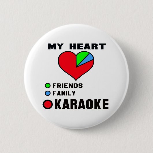Ik hou van Karaoke. Ronde Button 5,7 Cm (Voorkant)